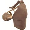 image:imageTOP Moda Over The Toe Strap Ankle Wrap Strap 2 Block Heel Open Toe Dress SandalTaupe