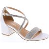 image:imageTOP Moda Over The Toe Strap Ankle Wrap Strap 2 Block Heel Open Toe Dress SandalWhite Pu