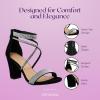 image:imageTOP Moda Rosa66 Ankle Strap Dressy High Heel Sandal Nonslip Sole For Wedding Party Prom Evening Wear or Any Occasion Sleek Style Block Heel SandalsBlack Nubuck