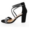 image:imageTOP Moda Rosa66 Ankle Strap Dressy High Heel Sandal Nonslip Sole For Wedding Party Prom Evening Wear or Any Occasion Sleek Style Block Heel SandalsBlack Nubuck