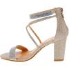 image:imageTOP Moda Rosa66 Ankle Strap Dressy High Heel Sandal Nonslip Sole For Wedding Party Prom Evening Wear or Any Occasion Sleek Style Block Heel SandalsChampagne Glitter