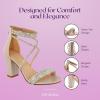 image:imageTOP Moda Rosa66 Ankle Strap Dressy High Heel Sandal Nonslip Sole For Wedding Party Prom Evening Wear or Any Occasion Sleek Style Block Heel SandalsNude Patent