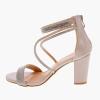 image:imageTOP Moda Rosa66 Ankle Strap Dressy High Heel Sandal Nonslip Sole For Wedding Party Prom Evening Wear or Any Occasion Sleek Style Block Heel SandalsNude Patent