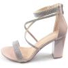image:imageTOP Moda Rosa66 Ankle Strap Dressy High Heel Sandal Nonslip Sole For Wedding Party Prom Evening Wear or Any Occasion Sleek Style Block Heel SandalsNude