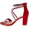 image:imageTOP Moda Rosa66 Ankle Strap Dressy High Heel Sandal Nonslip Sole For Wedding Party Prom Evening Wear or Any Occasion Sleek Style Block Heel SandalsRed Nubuck