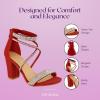 image:imageTOP Moda Rosa66 Ankle Strap Dressy High Heel Sandal Nonslip Sole For Wedding Party Prom Evening Wear or Any Occasion Sleek Style Block Heel SandalsRed Nubuck