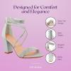 image:imageTOP Moda Rosa66 Ankle Strap Dressy High Heel Sandal Nonslip Sole For Wedding Party Prom Evening Wear or Any Occasion Sleek Style Block Heel SandalsSilver Glitter