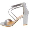 image:imageTOP Moda Rosa66 Ankle Strap Dressy High Heel Sandal Nonslip Sole For Wedding Party Prom Evening Wear or Any Occasion Sleek Style Block Heel SandalsSilver Glitter