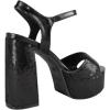 image:imageTOP Moda Women Block Chunky Thick High Heels Sandals Open Toe Platform Ankle Strap Strappy Jasmine1Black Metallic