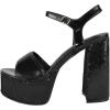 image:imageTOP Moda Women Block Chunky Thick High Heels Sandals Open Toe Platform Ankle Strap Strappy Jasmine1Black Metallic