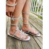 image:imageTOP Moda Women Butterfly Rhinestone Wraparound Flat SandalsSilver Butterfly
