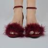 image:imageTOP Moda Women Chunky Heels Ankle Strap Sandals with Fur KONNER30 WINE 75