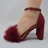 image:imageTOP Moda Women Chunky Heels Ankle Strap Sandals with Fur KONNER30 WINE 75