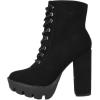 image:imageTOP Moda Women High Heel Combat Army Style Boots Lace Up Side Zipper Lug Platform Sole BootiesBlack Nubuck