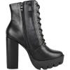 image:imageTOP Moda Women High Heel Combat Army Style Boots Lace Up Side Zipper Lug Platform Sole BootiesBlack Pu