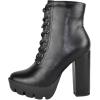 image:imageTOP Moda Women High Heel Combat Army Style Boots Lace Up Side Zipper Lug Platform Sole BootiesBlack Pu