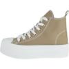 image:imageTOP Moda Women High Top Platform Sneakers Canvas LaceUp Fashion Shoes Flatform Thick Sole Casual Streetwear Trainers Sherry1Taupe