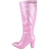 image:imageTOP Moda Women Knee High Rhinestone Studded Bling Boots Side Zippers Block High Heel Pointed Toe Sparkly MARTHA22Pink