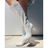image:imageTOP Moda Women Knee High Rhinestone Studded Bling Boots Side Zippers Block High Heel Pointed Toe Sparkly MARTHA22Pink