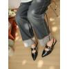 image:imageTOP Moda Women Pointed Toe Slingback Flats Elastic Ankle Strap Low Heel Dress Shoes Buckle Design Artist1Black Patent