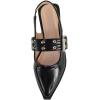 image:imageTOP Moda Women Pointed Toe Slingback Flats Elastic Ankle Strap Low Heel Dress Shoes Buckle Design Artist1Black Patent