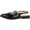 image:imageTOP Moda Women Pointed Toe Slingback Flats Elastic Ankle Strap Low Heel Dress Shoes Buckle Design Artist1Black Patent