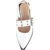 image:imageTOP Moda Women Pointed Toe Slingback Flats Elastic Ankle Strap Low Heel Dress Shoes Buckle Design Artist1White Patent