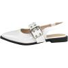 image:imageTOP Moda Women Pointed Toe Slingback Flats Elastic Ankle Strap Low Heel Dress Shoes Buckle Design Artist1White Patent