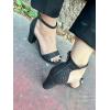 image:imageTOP Moda Women Rhinestone Glitter Ankle Strap Chunky Heel SandalsBlack Glitter
