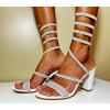image:imageTOP Moda Women Rhinestone Spiral Ankle Strap Block Heels sandalsWhite Rhinestone