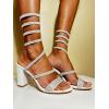 image:imageTOP Moda Women Rhinestone Spiral Ankle Strap Block Heels sandalsWhite Rhinestone