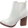 image:imageTOP Moda Womens Ankle Boots Chunky Stacked Mid Heel Elastic ChelseaWhite