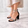image:imageTOP Moda Womens Ankle Strap Open Toe Dressy Formal Strappy Rhinestone Chunky Heel Sandals 6Black Nub Rhinestone