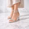 image:imageTOP Moda Womens Ankle Strap Open Toe Dressy Formal Strappy Rhinestone Chunky Heel Sandals 6White Pu Rhinestone