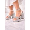 image:imageTOP Moda Womens Ankle Strap Open Toe Platform Dressy Formal Strappy Rhinestone SandalsSilver Metallic Rhinestone