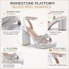 image:imageTOP Moda Womens Ankle Strap Open Toe Platform Dressy Formal Strappy Rhinestone SandalsSilver Metallic Rhinestone