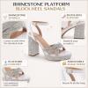 image:imageTOP Moda Womens Ankle Strap Open Toe Platform Dressy Formal Strappy Rhinestone SandalsWhite Pu Rhinestone
