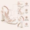 image:imageTOP Moda Womens Chunky High Heel Sandals Square Toe Ankle Strap Sandals 6Ivory Pu