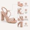 image:imageTOP Moda Womens Chunky High Heel Sandals Square Toe Ankle Strap Sandals 6Nude Pu