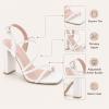 image:imageTOP Moda Womens Chunky High Heel Sandals Square Toe Ankle Strap Sandals 6White Pu
