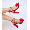 image:imageTOP Moda Womens Formal Rhinestone High Heel Sandal Ankle Strap With Bow BlackRed Satin