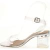 image:imageTOP Moda Womens Lucite Clear Strappy Block Chunky High Heel Open Peep Toe SandalSilver