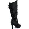 image:imageTOP Moda Womens Page65 Knee High Round Toe LaceUp Slouched High Heel BootsPremier Black