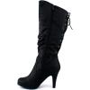 image:imageTOP Moda Womens Page65 Knee High Round Toe LaceUp Slouched High Heel BootsPremier Black