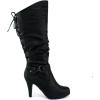 image:imageTOP Moda Womens Page65 Knee High Round Toe LaceUp Slouched High Heel BootsPremier Black