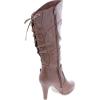 image:imageTOP Moda Womens Page65 Knee High Round Toe LaceUp Slouched High Heel BootsTan