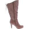 image:imageTOP Moda Womens Page65 Knee High Round Toe LaceUp Slouched High Heel BootsTan