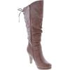 image:imageTOP Moda Womens Page65 Knee High Round Toe LaceUp Slouched High Heel BootsTan