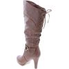 image:imageTOP Moda Womens Page65 Knee High Round Toe LaceUp Slouched High Heel BootsTan