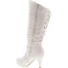 image:imageTOP Moda Womens Page65 Knee High Round Toe LaceUp Slouched High Heel BootsWhite